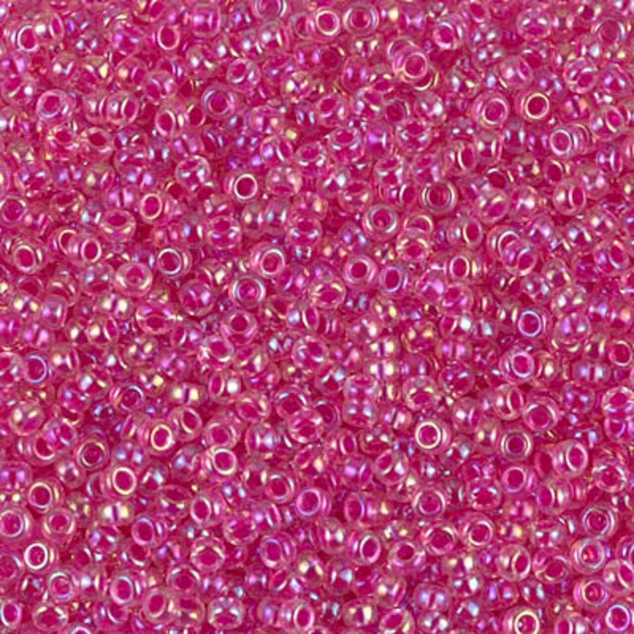 Miyuki 11 Round Seed Bead, 11-355, Hot Pink Lined Crystal AB, 13 grams